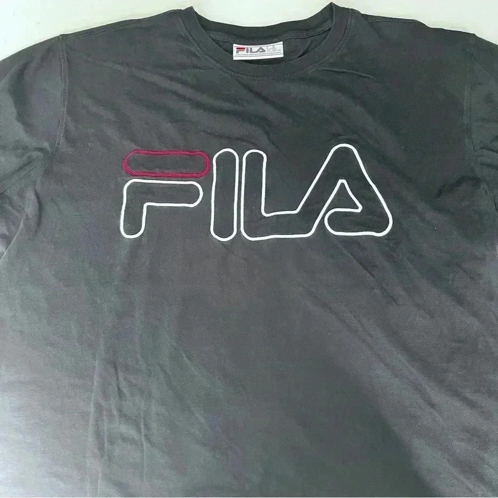 Y2K Fila‎ XXL womens t shirt short sleeve black medium weight cotton blend